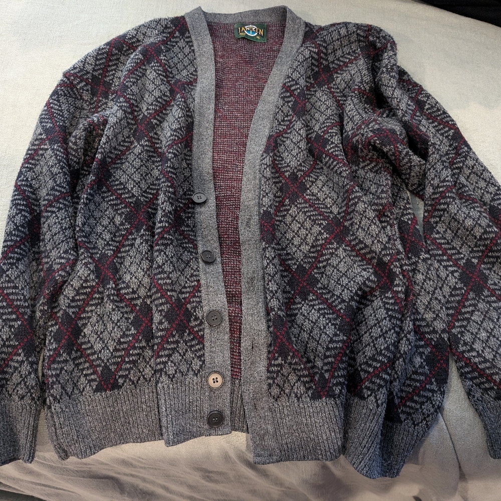 Grampa argyle cardigan, xl, jantzen